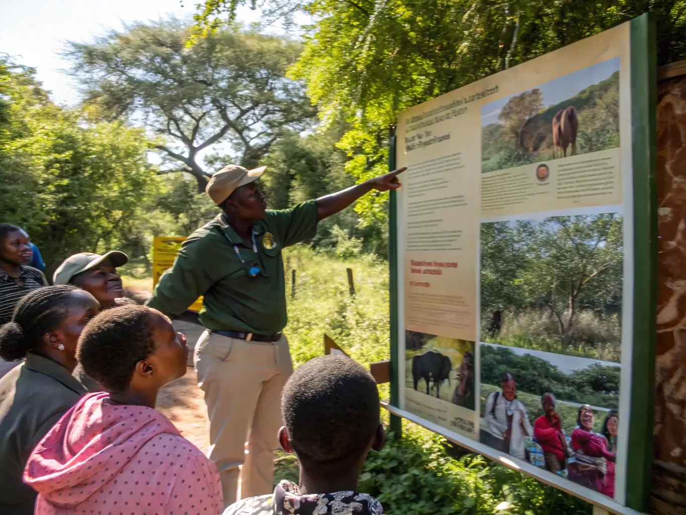 An instructor leading a classroom session with participants observing wildlife management techniques.